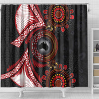 Tonga and Australia Together Shower Curtain Ngatu Art Tribal Aboriginal Tattoo Pattern LT03 - Polynesian Pride