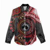 Tonga and Australia Together Women Casual Shirt Ngatu Art Tribal Aboriginal Tattoo Pattern