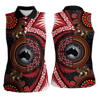 Tonga and Australia Together Women Sleeveless Polo Shirt Ngatu Art Tribal Aboriginal Tattoo Pattern