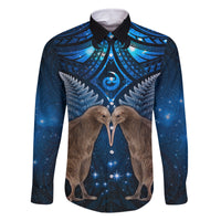 New Zealand Maori Matariki Family Matching Off The Shoulder Long Sleeve Dress and Hawaiian Shirt Hongi Kiwi Bird and Silver Fern LT03