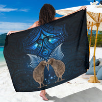 New Zealand Maori Matariki Sarong Hongi Kiwi Bird and Silver Fern LT03 One Size 44 x 66 inches Blue - Polynesian Pride