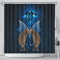 New Zealand Maori Matariki Shower Curtain Hongi Kiwi Bird and Silver Fern LT03 - Polynesian Pride