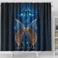 New Zealand Maori Matariki Shower Curtain Hongi Kiwi Bird and Silver Fern LT03 - Polynesian Pride