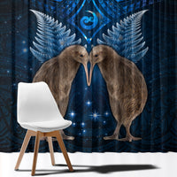 New Zealand Maori Matariki Window Curtain Hongi Kiwi Bird and Silver Fern LT03 - Polynesian Pride