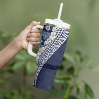 Hawaii Plumeria Tribal Vintage Tumbler With Handle Special Blue