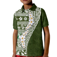 Hawaii Plumeria Tribal Vintage Kid Polo Shirt Special Green