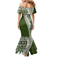 Hawaii Plumeria Tribal Vintage Mermaid Dress Special Green LT03 - Polynesian Pride