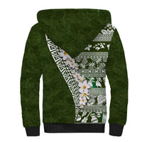 Hawaii Plumeria Tribal Vintage Sherpa Hoodie Special Green