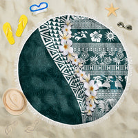 Hawaii Plumeria Tribal Vintage Beach Blanket Special Turquoise
