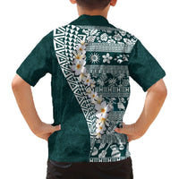Hawaii Plumeria Tribal Vintage Family Matching Puletasi and Hawaiian Shirt Special Turquoise LT03 - Polynesian Pride