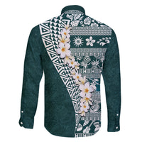 Hawaii Plumeria Tribal Vintage Family Matching Puletasi and Hawaiian Shirt Special Turquoise LT03 - Polynesian Pride