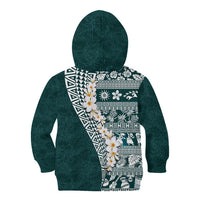Hawaii Plumeria Tribal Vintage Kid Hoodie Special Turquoise
