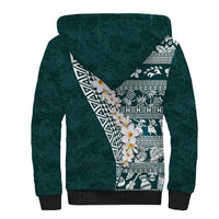 Hawaii Plumeria Tribal Vintage Sherpa Hoodie Special Turquoise LT03 - Polynesian Pride