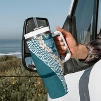 Hawaii Plumeria Tribal Vintage Tumbler With Handle Special Turquoise