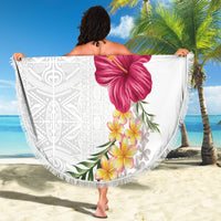 Hawaiian Plumeria and Hibiscus Beach Blanket White Mode