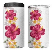 Hawaiian Plumeria and Hibiscus 4 in 1 Can Cooler Tumbler White Mode