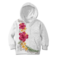Hawaiian Plumeria and Hibiscus Kid Hoodie White Mode