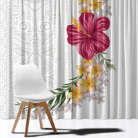 Hawaiian Plumeria and Hibiscus Window Curtain White Mode