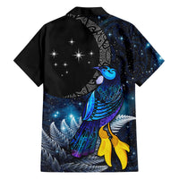 New Zealand Tui Bird Matariki Family Matching Tank Maxi Dress and Hawaiian Shirt Galaxy Fern With Maori Pattern LT03 - Polynesian Pride
