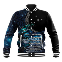 New Zealand Tui Bird Baseball Jacket Matariki Poetry Pattern Galaxy Style