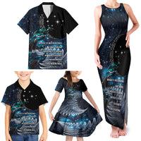 New Zealand Tui Bird Family Matching Tank Maxi Dress and Hawaiian Shirt Matariki Poetry Pattern Galaxy Style LT03 - Polynesian Pride