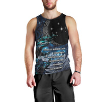 New Zealand Tui Bird Men Tank Top Matariki Poetry Pattern Galaxy Style