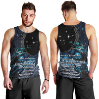 New Zealand Tui Bird Men Tank Top Matariki Poetry Pattern Galaxy Style