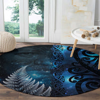 New Zealand Matariki Round Carpet The Tribal Maori Face and Silver Fern