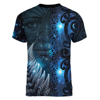 New Zealand Matariki Women V-Neck T-Shirt The Tribal Maori Face and Silver Fern
