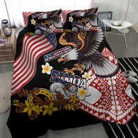 United States and American Samoa Together Bedding Set Bald Eagle and Polynesian Traditional Culture with Plumeria LT03 - Polynesian Pride