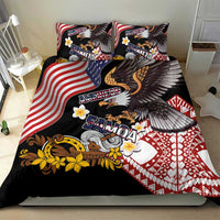 United States and American Samoa Together Bedding Set Bald Eagle and Polynesian Traditional Culture with Plumeria LT03 - Polynesian Pride