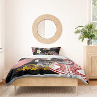 United States and American Samoa Together Bedding Set Bald Eagle and Polynesian Traditional Culture with Plumeria LT03 - Polynesian Pride