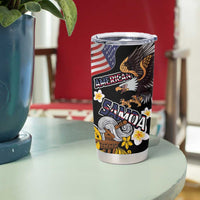 United States and American Samoa Together Tumbler Cup Bald Eagle and Polynesian Traditional Culture with Plumeria LT03 - Polynesian Pride