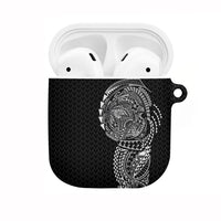 Hawaiian Traditional Tattoos AirPods Case Kakau Tribal Tropical Plant Motif Black Color