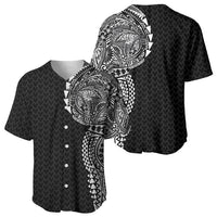 Hawaiian Traditional Tattoos Baseball Jersey Kakau Tribal Tropical Plant Motif Black Color LT03 - Polynesian Pride