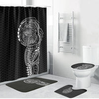Hawaiian Traditional Tattoos Bathroom Set Kakau Tribal Tropical Plant Motif Black Color LT03 Bathroom Set (4 pcs) Black - Polynesian Pride