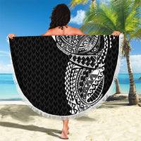 Hawaiian Traditional Tattoos Beach Blanket Kakau Tribal Tropical Plant Motif Black Color LT03 - Polynesian Pride
