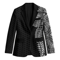 Hawaiian Traditional Tattoos Blazer Kakau Tribal Tropical Plant Motif Black Color LT03 Unisex Black - Polynesian Pride