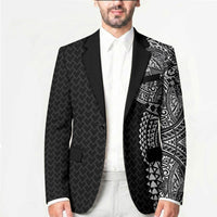 Hawaiian Traditional Tattoos Blazer Kakau Tribal Tropical Plant Motif Black Color LT03 - Polynesian Pride