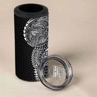 Hawaiian Traditional Tattoos 4 in 1 Can Cooler Tumbler Kakau Tribal Tropical Plant Motif Black Color LT03 - Polynesian Pride