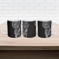 Hawaiian Traditional Tattoos Ceramic Mug Kakau Tribal Tropical Plant Motif Black Color LT03 - Polynesian Pride