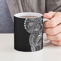 Hawaiian Traditional Tattoos Ceramic Mug Kakau Tribal Tropical Plant Motif Black Color LT03 - Polynesian Pride