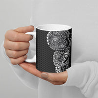 Hawaiian Traditional Tattoos Ceramic Mug Kakau Tribal Tropical Plant Motif Black Color LT03 - Polynesian Pride