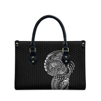 Hawaiian Traditional Tattoos Leather Bag Kakau Tribal Tropical Plant Motif Black Color LT03 - Polynesian Pride