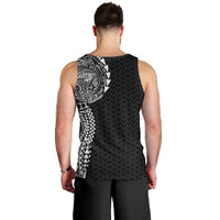 Hawaiian Traditional Tattoos Men Tank Top Kakau Tribal Tropical Plant Motif Black Color
