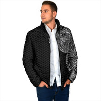 Hawaiian Traditional Tattoos Padded Jacket Kakau Tribal Tropical Plant Motif Black Color LT03 - Polynesian Pride