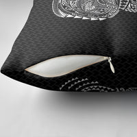 Hawaiian Traditional Tattoos Pillow Cover Kakau Tribal Tropical Plant Motif Black Color