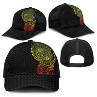 Hawaiian Traditional Tattoos Baseball Net Cap Kakau Tribal Tropical Plants Motif Kanaka Maoli Flag Color Inspired
