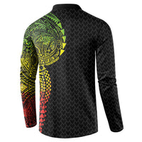Hawaiian Traditional Tattoos Button Sweatshirt Kakau Tribal Tropical Plant Motif Kanaka Maoli Flag Color Inspired LT03 - Polynesian Pride