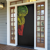 Hawaiian Traditional Tattoos Door Cover Kakau Tribal Tropical Plant Motif Kanaka Maoli Flag Color Inspired LT03 - Polynesian Pride